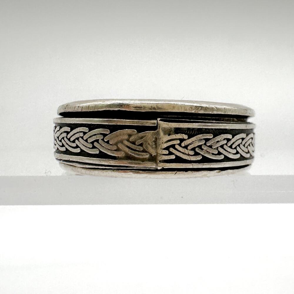 Vtg Mens Celtic Spinner Ring Sterling Silver Braided 90s Fashion 925 Size 10.25 - Picture 6 of 12